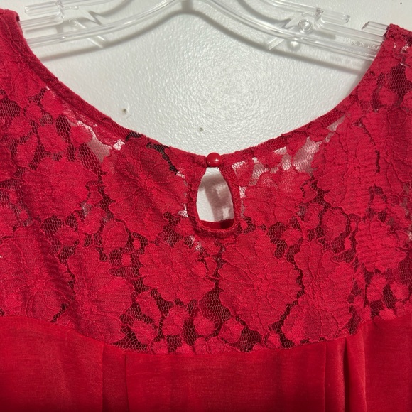 Worthington Red Sleeveless Lace Blouse - Picture 5 of 8